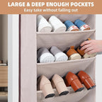STORAGE MANIAC Over the Door Shoe Organizer Heavy-Duty Large Deep Pocket Hanging Shoe Organizer Shoe Rack Door Closet Shoe Organizer for Wall, Dorm & Narrow Door Storage Shoe Holder Oat Beige, 2 Pack