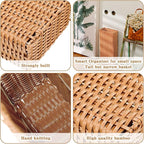 Weysat Woven Umbrella Stand for Entryway Handmade Umbrella Holder Freestanding Cane Stand Natural Color Decorative Umbrella Rack Tall Basket for Laundry Bathroom (Rectangular Style)