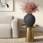 Black Ceramic Large Vase - 11 Inch Round Modern Ceramic Vases,Tall Vase for Decor Living Room Table Decor and Festive Home Interiors