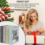 PROBENEX Olive Large | 4 PCS Faux Decorative Books for Home Decor | Not Real Books (Cardboard Boxes) | Coffee Table, Shelf Styling & Modern Aesthetic Accent Pieces for Living Room, Office