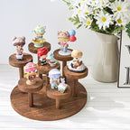 Ikee Design 7-Tier Wooden Display Riser for Jewelry, Accessories, and Collectibles items Wooden Jewelry and Figurine Display Risers, Multilevel Stand for Action Figures and Home Decor, Brown Color