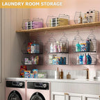 X-cosrack 7 Tier Foldable Hanging Closet Organizer and Storage,Wire Closet Shelving with 4 Large Hooks+ 5 S Hooks,Hanging Basket for Clothes Sweaters Shoes Handbags,Small Closet Organizers