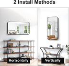 BONEWEI 20x36 inch Bathroom Mirror 2-Pack,Black Rectangle Mirror,Wall Mounted Bathroom Frame Vanity Mirror with Round Corner for Bedroom Living Room, Entryway Hangs Horizontal or Vertical
