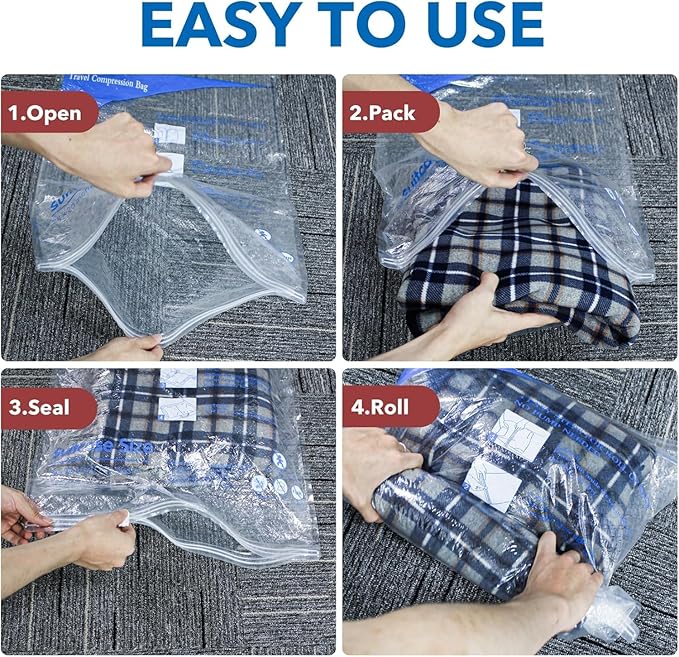 MEIQIHOME Vacuum Storage Bags, Space Saver Sealer Bags,Vacuum seal bags for clothing, Pillows, Comforters, Blankets, Bedding,32 COMBO