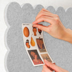 Lightomorrow Scalloped Bulletin Board, 36 x 24 Inches Felt Pin Board - Decorative Cork Alternative for Wall, Foldable Picture Self-Adhesive Vision Prayer Board with 20 Pushpins - Light Gray