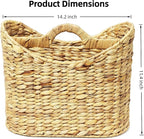 Magazines Holder - Wicker Magazine Rack, Handwoven Magazine Holders for Bathroom, Magazine Organizer for Books, Newspaper, Water Hyacinth Magazine Basket with Handle, 14x11.5x6.7inch