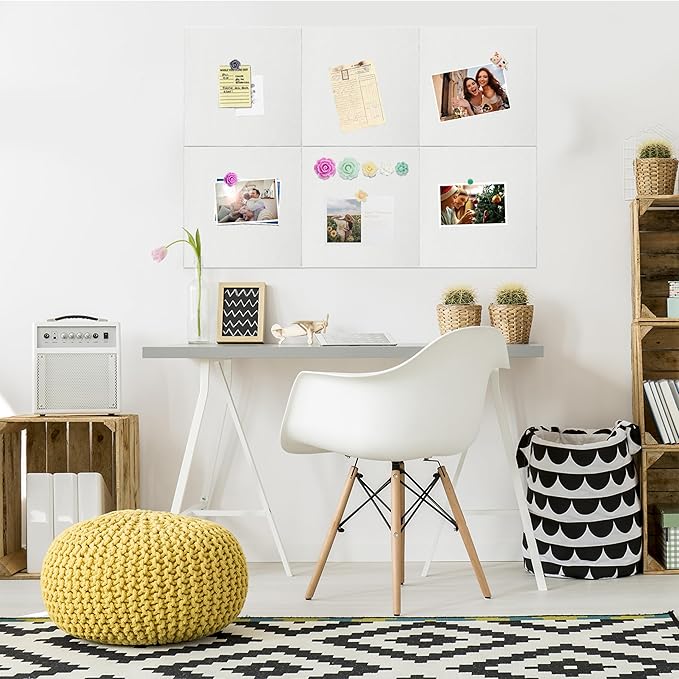 Cork Board for Walls 36" x 24", 6 Pack Felt Bulletin Board Wall Tiles with 30 Push Pins for Home Kitchen School Office Wall DIY Decorative