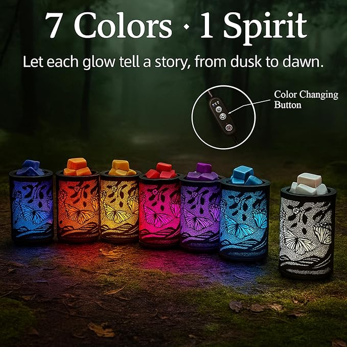 Leyoue Electric Wax Melt Warmer PTC Heating Plate with 7 Colors LED Changing Light Wax Warmer Fragrance Warmer for Home Office Gifts & Decor(Butterfly)