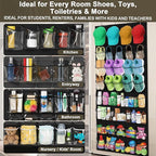 Over the Door Shoe Organizer with 40 Clear PVC Pockets – Waterproof Hanging Shoe Holder for Closet & Bathroom – Space-Saving Door Shoe Rack for Shoes, Toys, Toiletries & Snacks(Black)