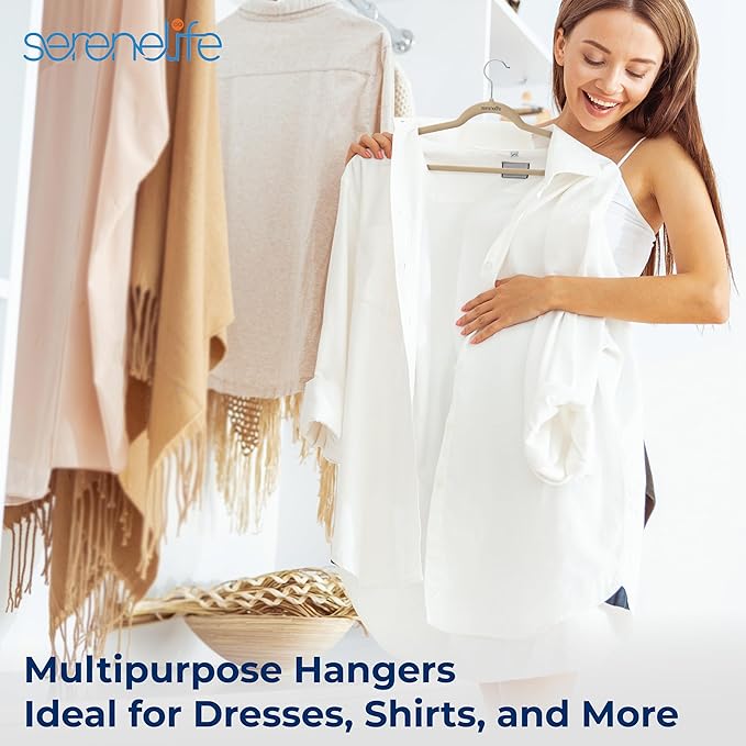 SereneLife 200 Pack Velvet Hangers - Non-Slip Felt Hangers with 360° Swivel Hook, Space-Saving, Ultra-Thin, Lightweight for Shirts, Sweaters, Hoodies, Kids Clothes & Dresses