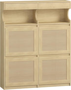 Shoe Cabinet with 4 Flip Drawers & 2 Top Drawers, Narrow Hidden Shoe Storage Cabinet for Entryway, Freestanding Shoes Organizer with Storage Space, 16-20 Pairs, for Hallway, Rattan SR57602Y