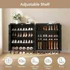 Shoe Cabinet with Doors Bamboo 5 Tiers Shoe Storage Cabinet for Entryway, 25 Pairs Wooden Shoe Cabinets, Modern Shoe Organizer Storage for Living Room, Bedroom, Hallway, Closet Black