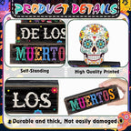 Lineshading 4 Pcs Day of The Dead Table Decorations Day of The Dead Centerpiece for Table Dia De Los Muertos Tiered Tray Decor Wood Sugar Skull Block Signs for Halloween Party Home Shelf Decoration