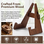 Walnut Wood Plate Stand, 9 Inch Decorative Ornament Display Stand, Plate Holders for Displaying, Picture Frame Holder Stand, Cookbook Stand for Recipe Books, Photos & Collectibles