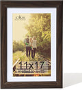 KTKDE 11x17 Picture Frame Real Glass,Poster frame Display Pictures 9x15 with Mat or 11x17 Without Mat, Modern Style Wood Composite Frame,Gallery Wall Frame Wooden Walnut，best gift
