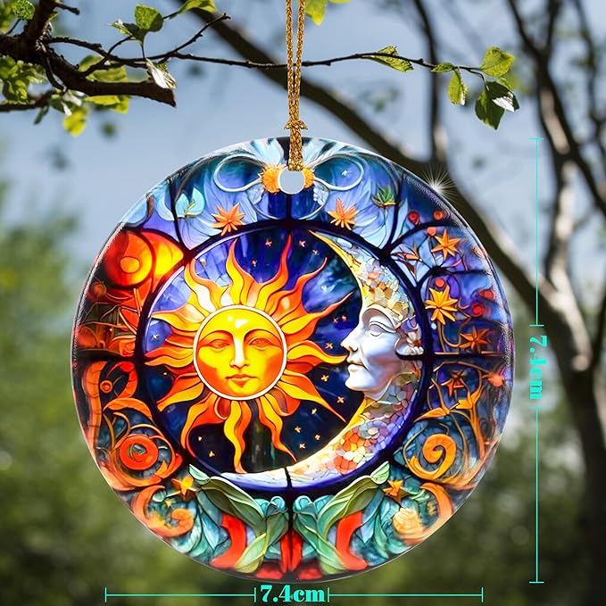 Jocidea Sun and Moon Christmas Ornaments - Bumblebee Ornaments for Tree, Holiday Keepsake Gift Exchange