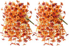 Artificial Fall Flowers for Outdoors, 2PCS Silk Fake Flowers Realistic Daisy Mums UV Resistant Porch Patio Window Yard Decor (Fall Orange)
