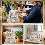 4 Pcs Farmhouse Home Decoration Wooden Tabletop and So Together They Built a Life They Loved Decor Motivational Tiered Tray Decor Rustic Block Sign Retro Bead Garland Table Centerpiece for Shelf Desk