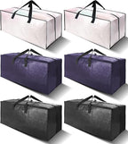 6 Pack Heavy Duty Large Moving Bags W/Backpack Straps - Strong Handles & Zippers, Storage Totes, Fold Flat, Alternative to Moving Box and Storage Bin, Semi-Transparent+Blue+Black