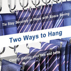 TOPIA HANGER 40 Hooks Belt Tie Hanger Space Saving for Closet, 2 IN 1 Belt Ties Racks Max 60 Belts with 60 Ties Capacity, Curved with Flat Hooks for Belts,Ties,Bras,Closet Organizers and Storage CT70B