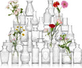 Glass Bud Vase Set of 32 Pcs, Vintage Clear Small Glass Vases for Flowers, Glass Bud Vases in Bulk, Mini Vase for Centerpieces, Wedding, Home Decor and Events