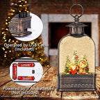 Christmas Snow Globe Decorations, Musical Glitter Gnome Lantern with 6H Timer, USB/Battery Powered Lighted Décor for Home, Tabletop, Gift Box