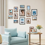 Vittanly 15 Pack Picture Frames Collage Wall Decor for Mounting or Tabletop Display, Gallery Frame Set Including 3pcs 8x10, 6pcs 5x7, 6pcs 4x6, Black, Walnut Brown and Dark Grey