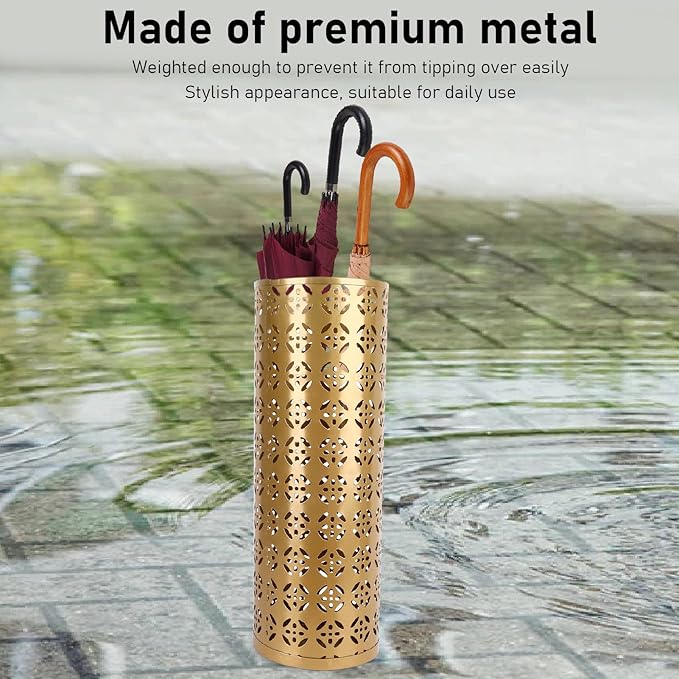 Metal Round Umbrella Stand Rack, Freestanding Tall Round Basket Umbrella Holder Bin for Entryway Home Office (S)