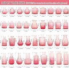 36Pcs Valentine's Day Bud Vases Set Small Vintage Glass Bottles Pink Bud Vases in Bulk Multiple Shape Cute Glass Vases for Rustic Wedding Centerpieces Table Decorations and Home Decor(Pink)