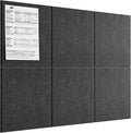 MaxGear Large Cork Board for Wall 36" x 24", Dark Gray Bulletin Board, 6 Pack Felt Wall Tiles with Pushpins, Cork Boards for Office Pin Board Tack Board Cork Boards