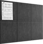 MaxGear Large Cork Board for Wall 36" x 24", Dark Gray Bulletin Board, 6 Pack Felt Wall Tiles with Pushpins, Cork Boards for Office Pin Board Tack Board Cork Boards