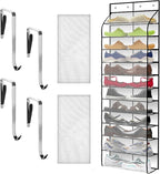 Over The Door Shoe Organizer with 12 Large Breathable Pockets - Durable Hanging Storage for the Entire Family's Shoes (White)
