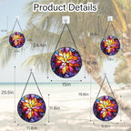 Stained Glass Window Hanging, Fuchsia Abstract Flowers Suncatcher for Window Home Decor Orange Sun Catcher Mother's Day Birthday Gifts for Women Men Mom Nana 6.3 in