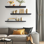 BAYKA Floating Shelves for Wall, Set of 3, 36 Inches Long Black Wall Mounted Rustic Wood Shelves for Bathroom, Bedroom, Living Room or Kitchen, for Book/Storage/Decor with 30lbs Capacity