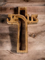 S.B.ARTS Wooden Wall Cross Handmade Wall Crucifix with Hand Carvings Cross for Baptism Gifts - Christians Spiritual Hanging Ornament for Wall Decor and Church (12 Inches)