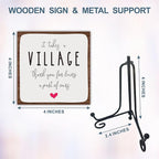 Wooden Sign Gifts - It Takes A Village Thank You For Being A Part Of Us - Motivational Wood Plaque With A Support Frame - Home & Office Inspirational Gifts For Women And Man, Desk Decor & Accessories - A20