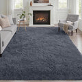 Fluffy 5x7 Area Rugs for Living Room Bedroom: Ultra Soft Shag Rug Non-Slip Non-Shedding Small Plush Bedside Rug Indoor Floor Carpets for Kids Room Playroom Entryway Nursery Dorms Home Decor Grey