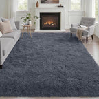 Fluffy 5x7 Area Rugs for Living Room Bedroom: Ultra Soft Shag Rug Non-Slip Non-Shedding Small Plush Bedside Rug Indoor Floor Carpets for Kids Room Playroom Entryway Nursery Dorms Home Decor Grey