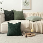 MIULEE Pack of 4 Couch Throw Pillow Covers 22x22 Inch Green Soft Decorative Chenille Pillow Covers Farmhouse Accent Cushion Covers for Boho Spring Home Decor Sofa Bedroom Living Room