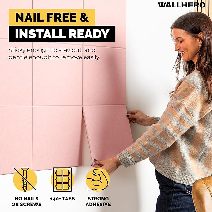 Vision Board - Cork Board for Walls, 59" x 36" | 15 Pack | Cork Board Tiles, Felt Bulletin Board, Large Corkboard, Cork Panel for Office, Felt wall Panels, Cork Panels, Corkboard Roll (Pink)