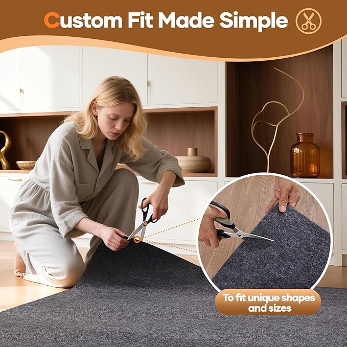 Veken Non Slip Cushioned Rug Pad Gripper 5 x 7 Ft, Felt and Silicone Backing, 1/4 inch Thick Carpet Liner for Hardwood Floors and Finishes, Under Area Rugs Anti Skid Mat, Keep Rugs Safe and in Place
