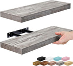 Sorbus Floating Shelves for Wall – 16 Inch Floating Shelf for Kitchen, Bedroom, Living Room, Bathroom, Home & Wall Decor - Mounted Bathroom Shelves with Invisible Brackets (Grey, 2 Pack)