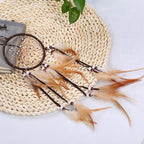 Handmade Dream Catchers Wall Decor,Boho Feather Dreamcatcher with Natural Elements,Unique Home Decor Gift for Bedroom, Living Room (Brown 19.7in)