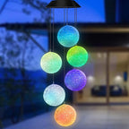 Color Changing Solar Power Wind Chime Spiral Spinner Crystal Ball Wind Mobile Portable Waterproof Outdoor Decorative Romantic Wind Bell Light for Patio Yard Garden Home (Crystal Ball)