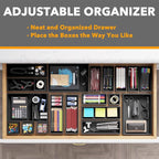 SpaceAid 21-Piece Bamboo Drawer Organizer Storage Boxes Set, Wood Tray Junk Drawer Organizers Multi-Use Divider Bins for Kitchen, Bathroom, Office Desk and Makeup Organization (21 Pack, Black)