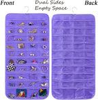 Bloss Hanging Jewelry Organizer, 80 Pockets Dual Sides Wall Jewelry Organizer Storage Dorm Room Essentials for Girls Necklace Organize And Earring Holder Hang on Closet/Door (Purple)