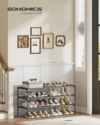 SONGMICS Shoe Rack, 3-Tier Shoe Storage Organizer, Space-Saving, 11.7 x 36.1 x 21 Inches, Entryway, Metal Frame, Non-Woven Fabric Shelves, Ink Black ULSH033BH01