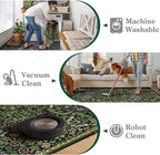 Moynesa Floral Hallway Runner Rug 2'8" x 8', Washable Non Skid Kitchen Rug, Boho Green Soft Ultra Thin Botanical Carpet Runners for Entryway Bathroom Laundry Room, Green