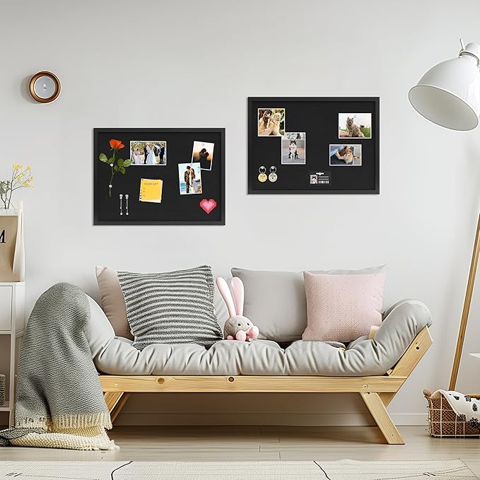 DAHAPYBOO Cork Board with Linen Black 2Pack,Bulletin Board 23"x17", Corkboards for Office Home School Message Board or Vision Board Decoration.