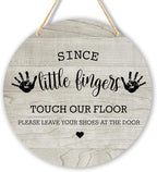 Wall Pediments Shoes Off Sign - Please Take Your Shoes Off - 9.8x9.8 Inches